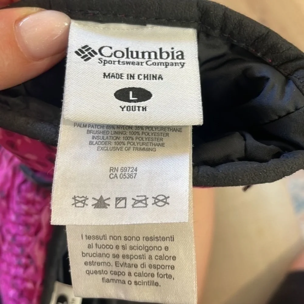 Columbia Kids Bugaboo Omni Tech Pink Ski Snow Gloves Youth Large